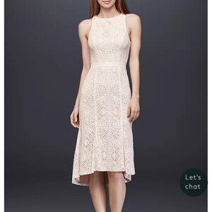DB Studio ivory, open back, lace flounce dress